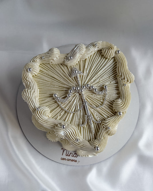 CORAZÓN SAGITARIO PERLAS  - BLANCO