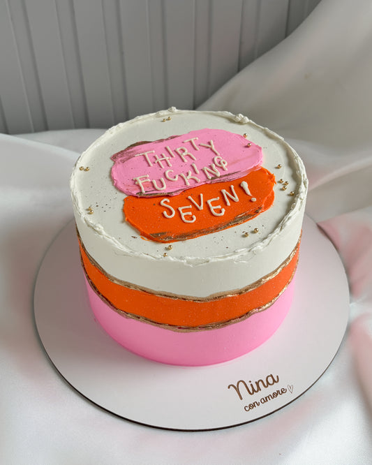 PINCELADAS CAKE - Rosado y Naranja