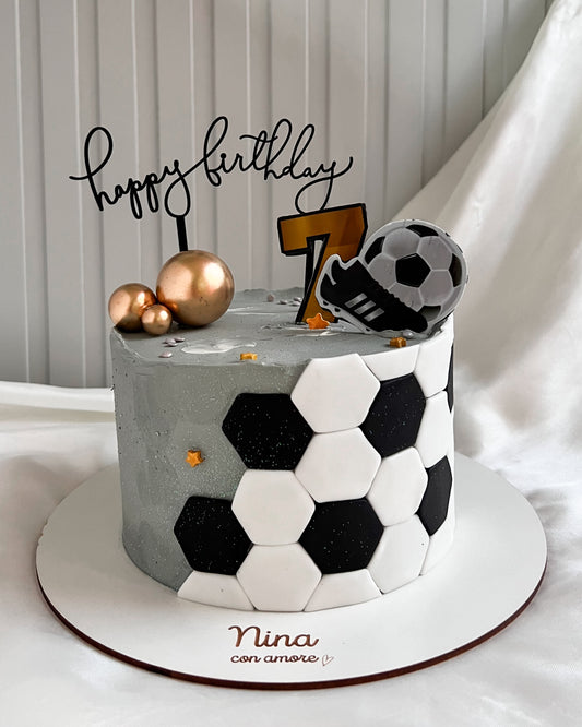 FUTBOL CAKE - Gris & Dorado