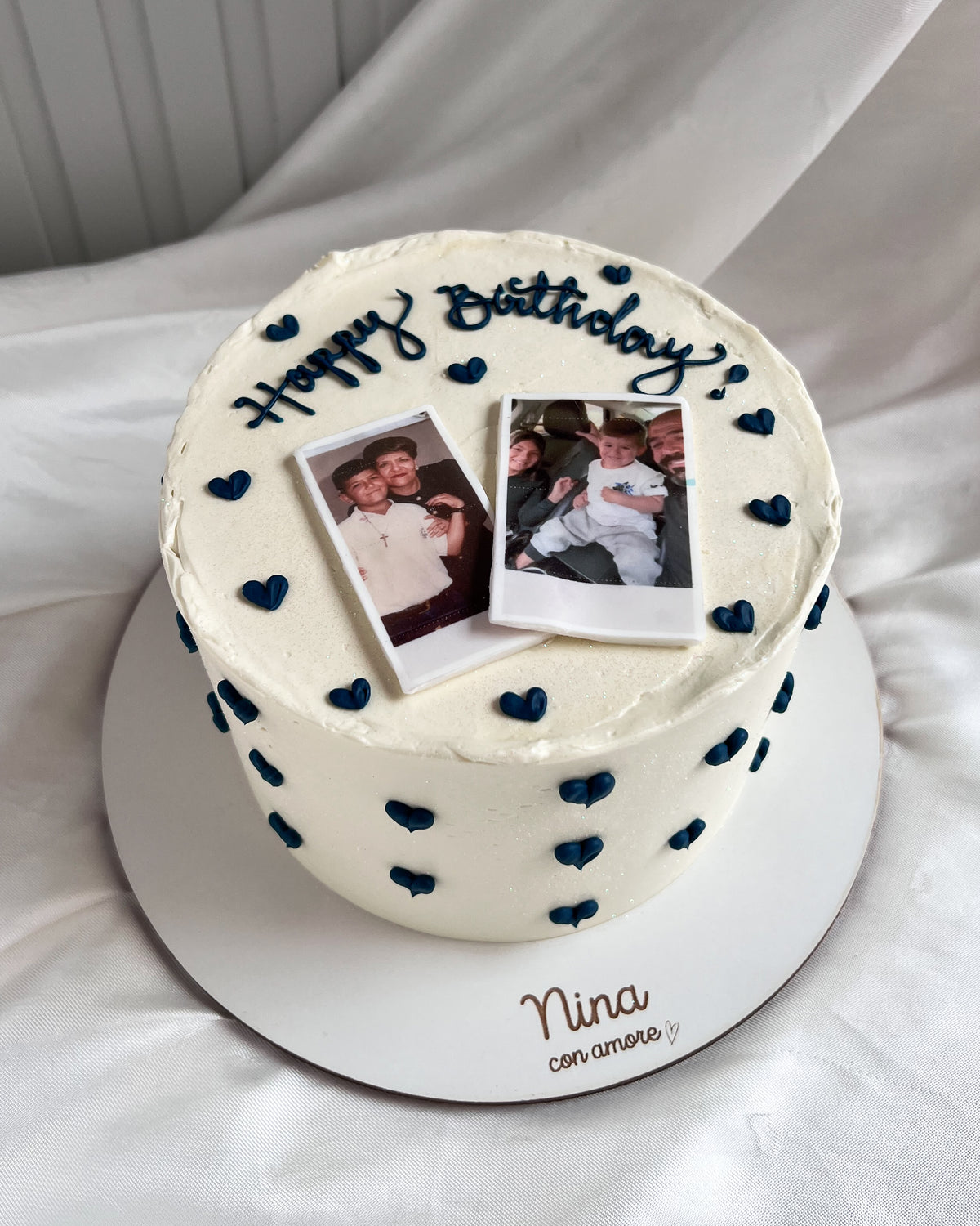 MEMORY CAKE - Polaroids + Corazoncitos Azules