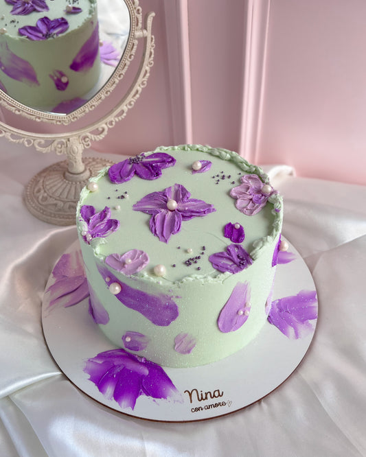 VERDE MENTA FLOWERS CAKE- Morado