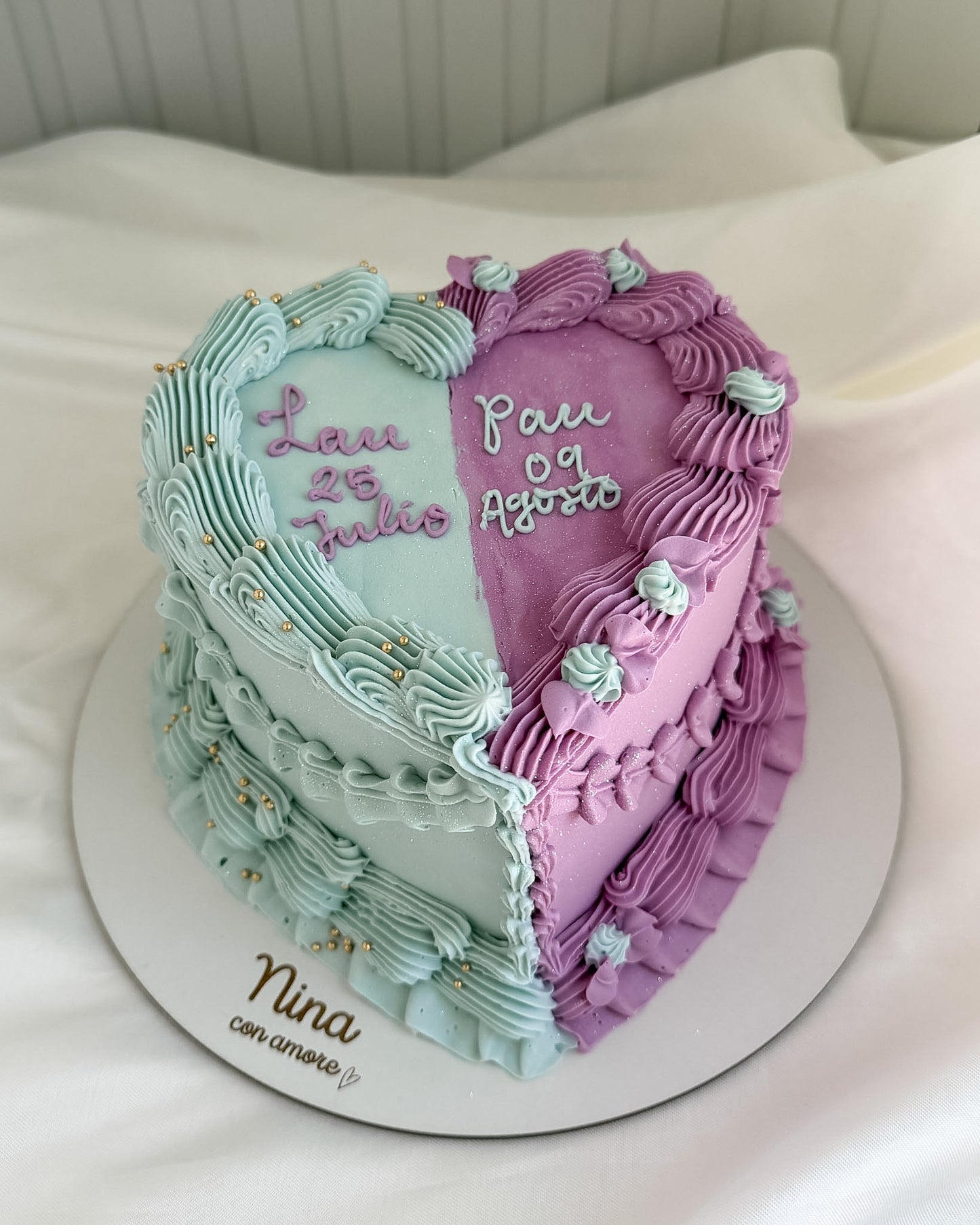 VINTAGE HEART CAKE - MITAD CELESTE, MITAD LILA