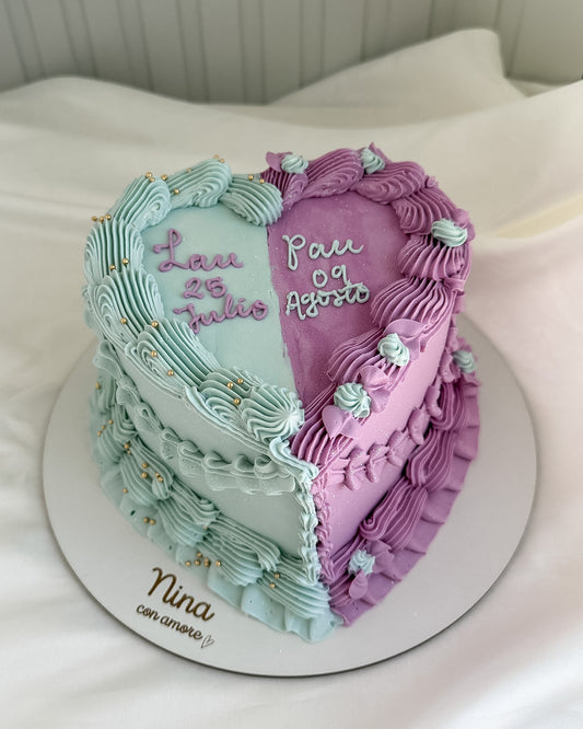 VINTAGE HEART CAKE - MITAD CELESTE, MITAD LILA