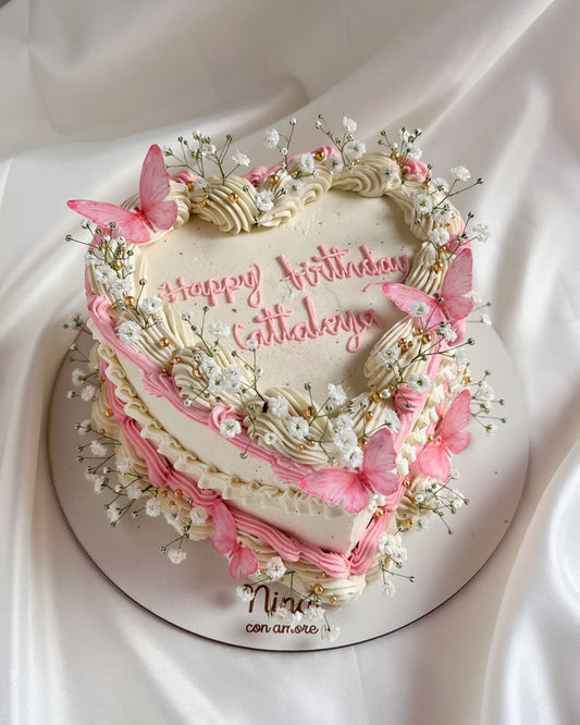 CORAZON BOHO - Mariposas Rosadas y Flores