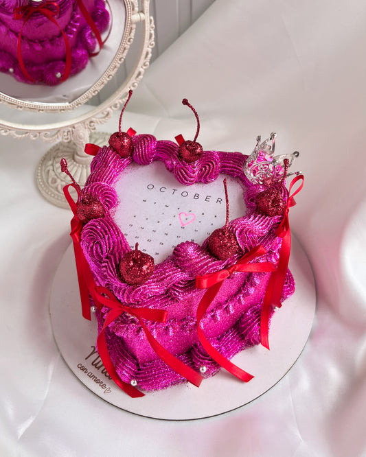 BURNING PINK VINTAGE HEART - Cerezas, Coronita y Lazo