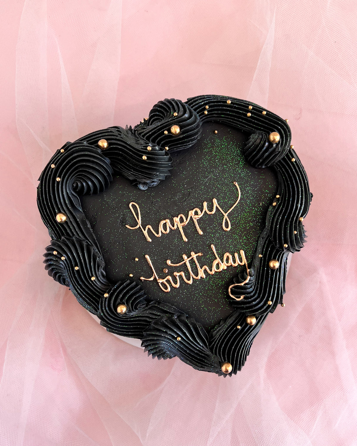 FULL GLITTER HEART - Negro + Dorado