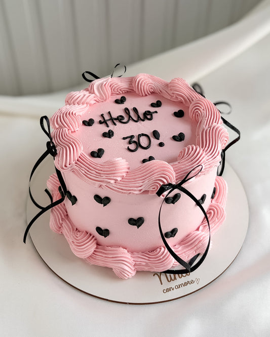 VINTAGE CAKE CON CORAZONCITOS - Lazos negros