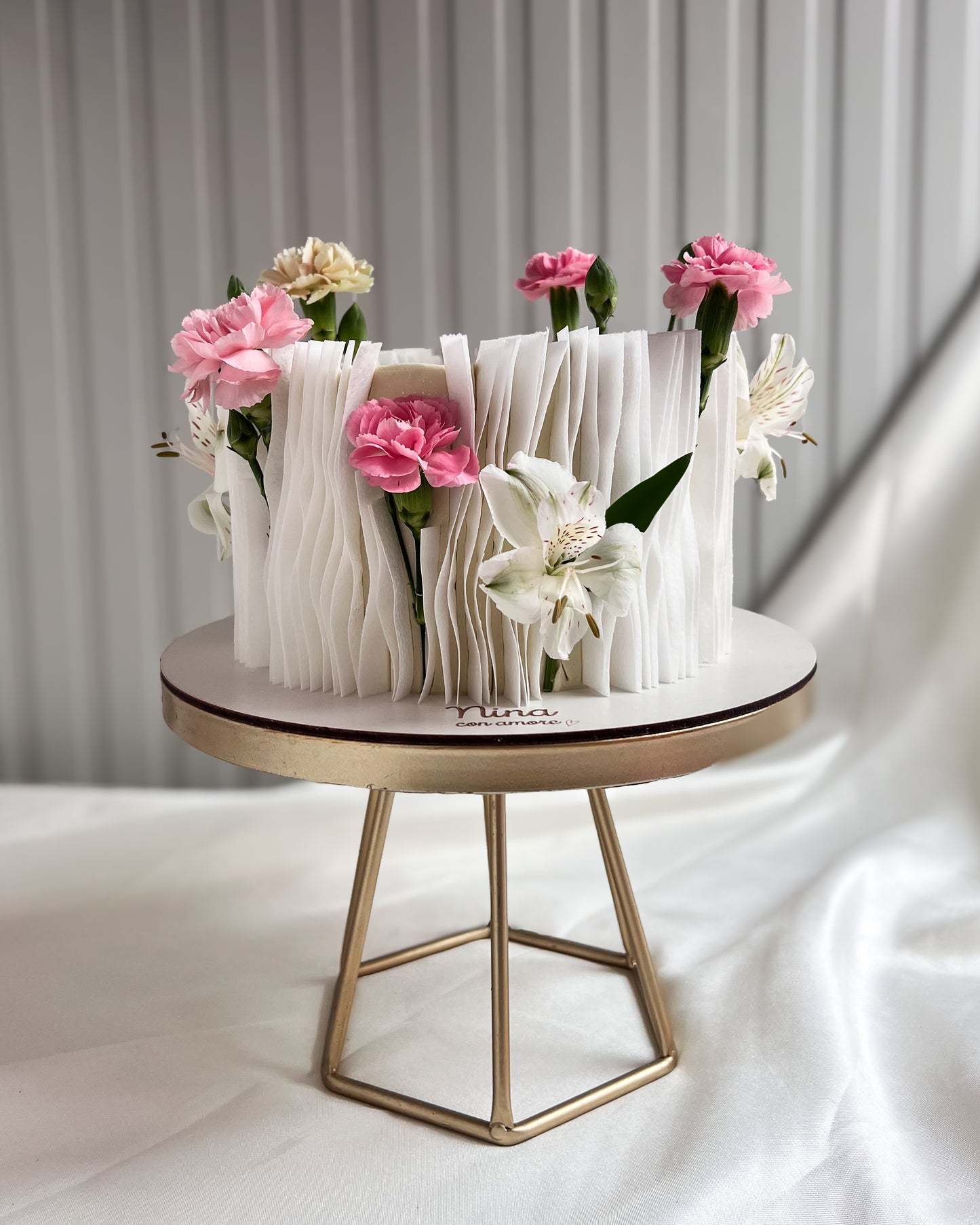 WAFER PAPER CAKE BLANCA CON FLORES - Papel comestible