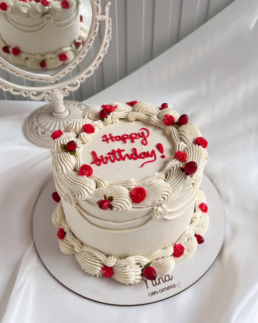 VINTAGE CAKE BLANCA - Flores en crema