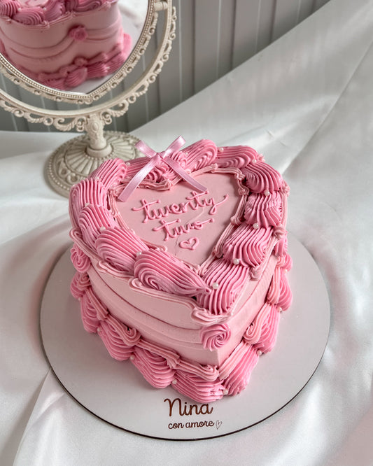 VINTAGE HEART ROSADO - LAZO ROSADO
