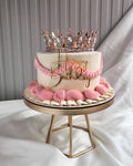 BIRTHDAY QUEEN CAKE - Rosa y Blanco