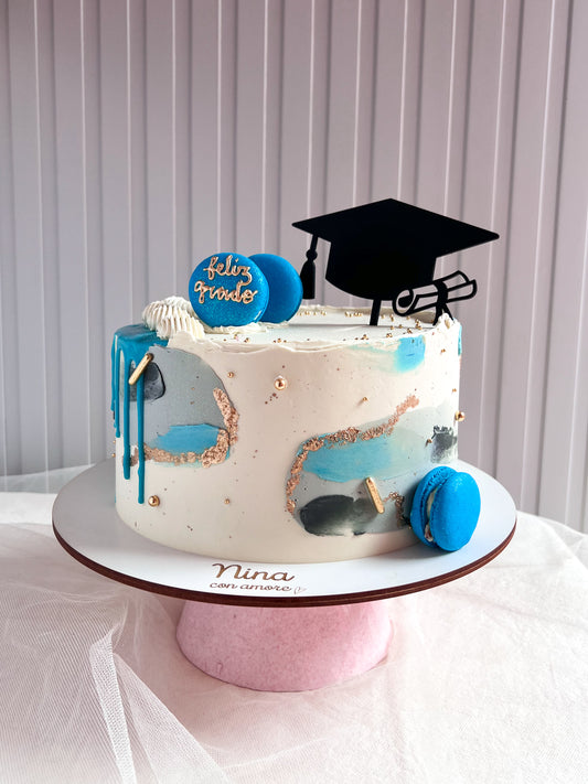 GRADUATION CAKE - Macarons - Azul