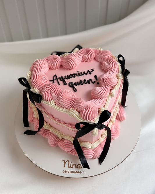 VINTAGE HEART ROSADO - Lazos Negros