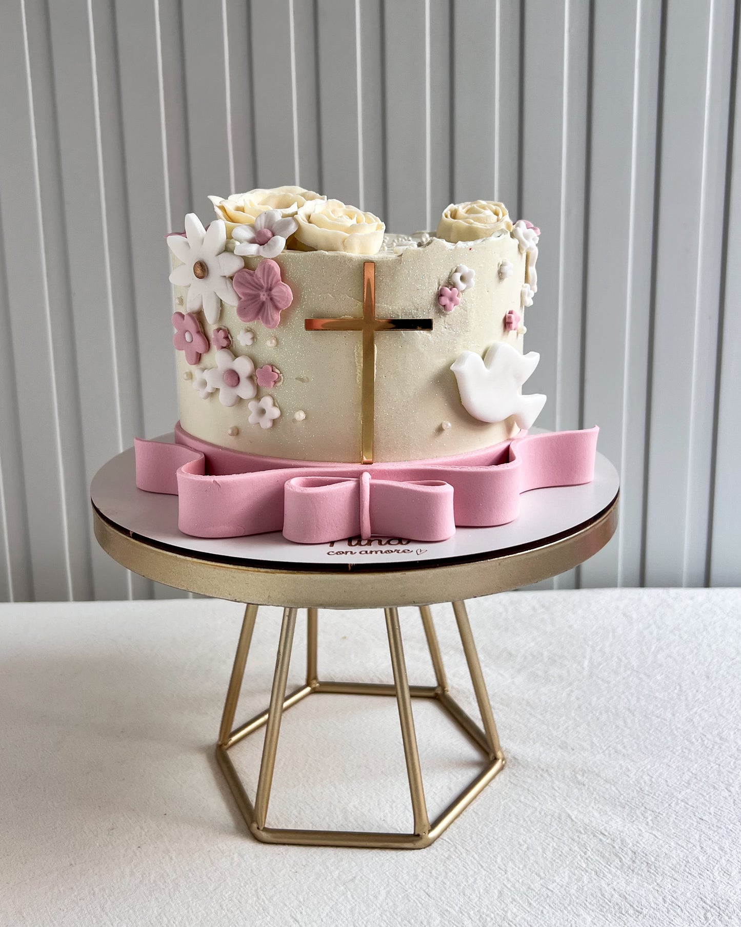 BAUTIZO / PRIMERA COMUNIÓN- Lazo Rosado y Paloma