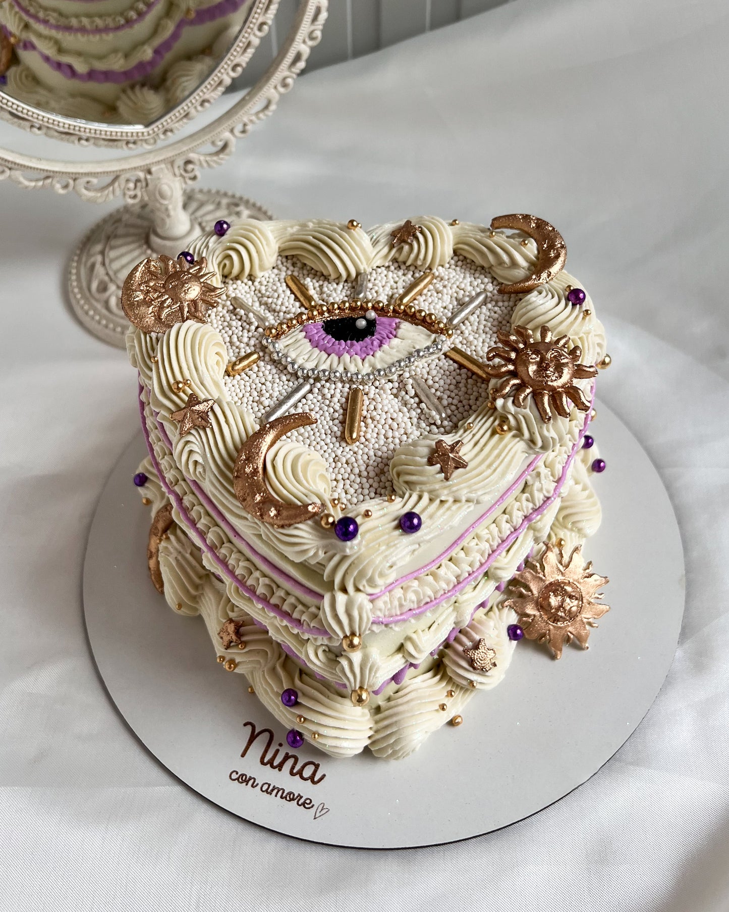 CORAZÓN OJO TURCO BLANCO - Apliques Astrales