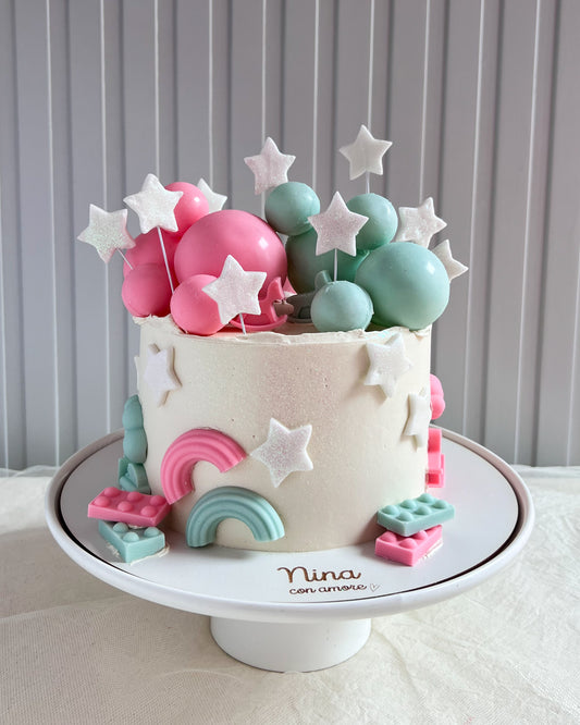 GENDER REVEAL - BABY SHOWER CAKE - Estrellas y Globos