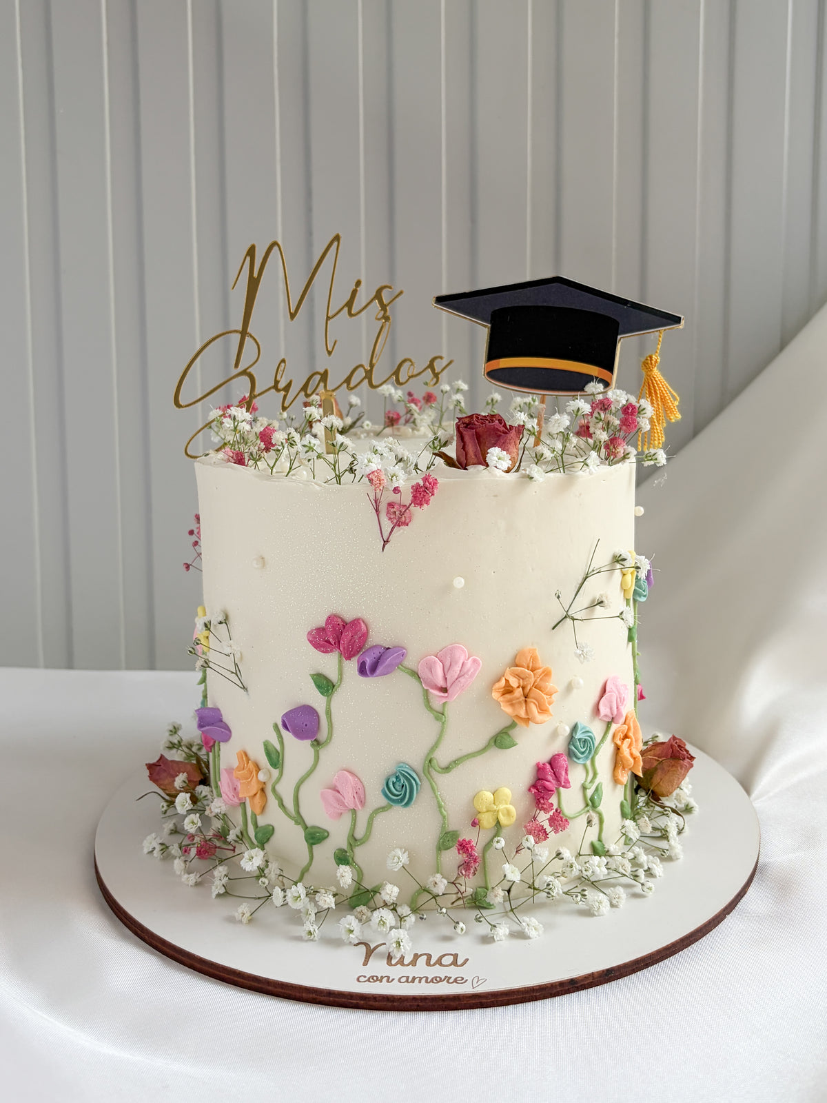 SUEÑO FLORAL CAKE - Birrete y Topper