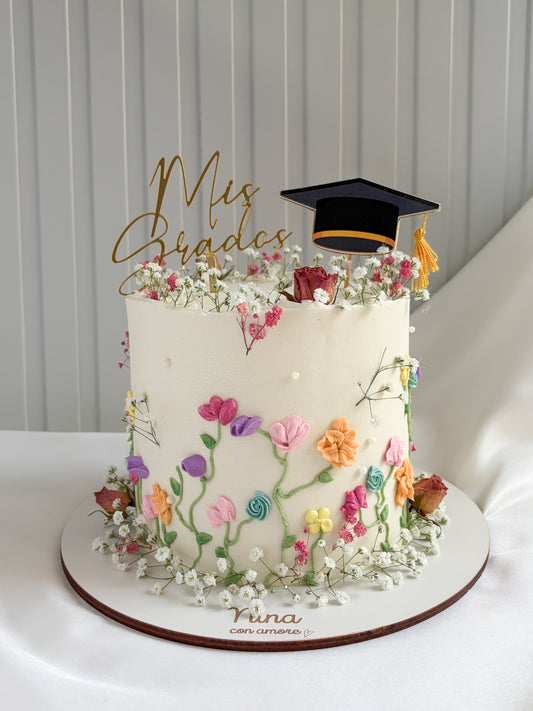 SUEÑO FLORAL CAKE - Birrete y Topper