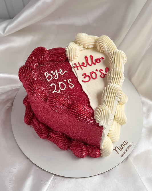 GLITTER HEART MITAD Y MITAD - Rojo y Blanco