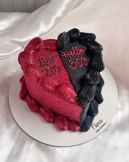 GLITTER HEART MITAD Y MITAD - Rojo y Negro