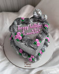 GLITTER SELFIE HEART PLATEADA - Disco Balls + Flores en Crema
