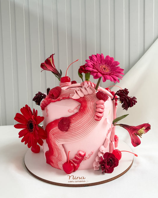 GARDEN CAKE DOMO ROJA Y ROSADA - Flores