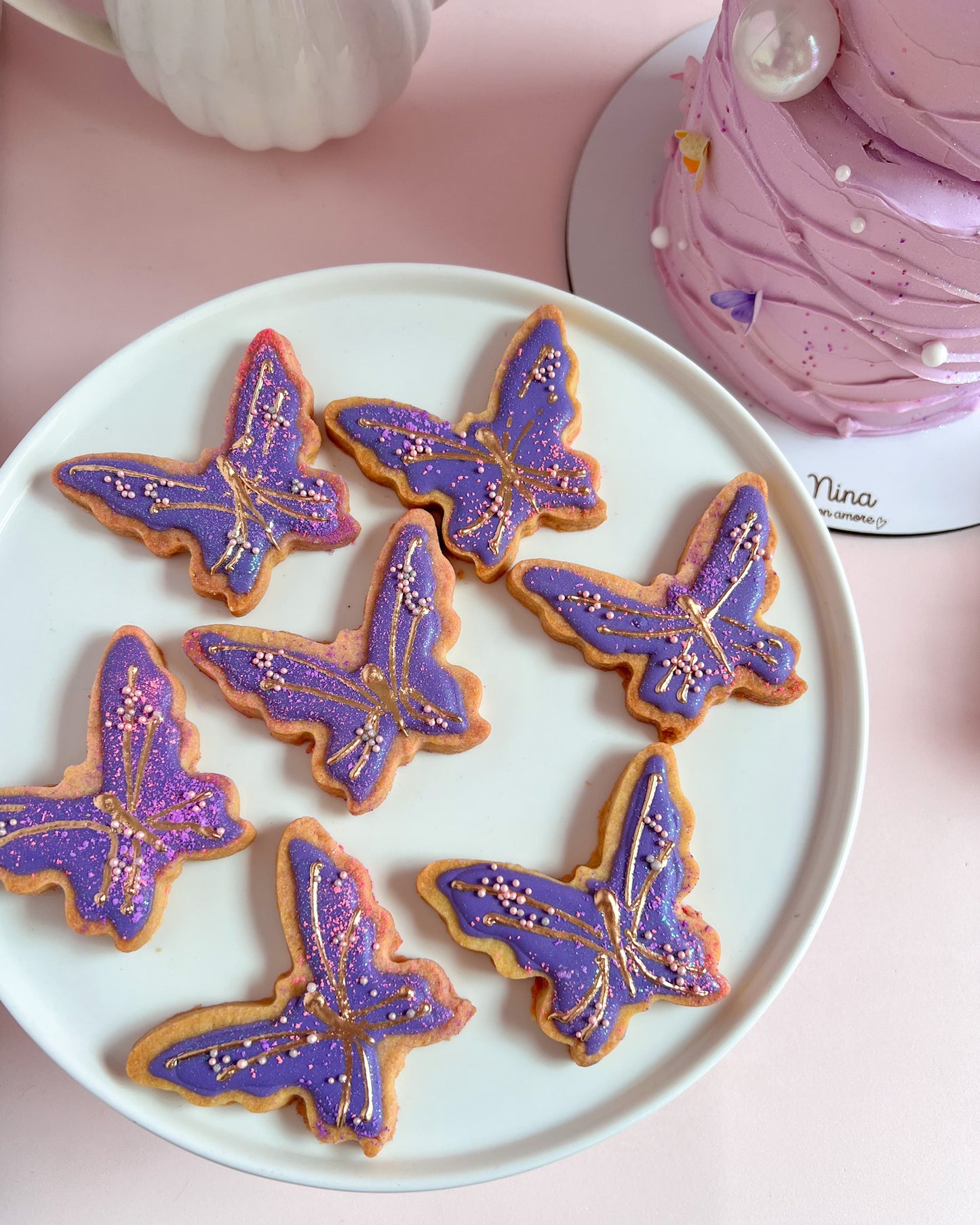 GALLETAS DECORADAS - Mariposas Moradas