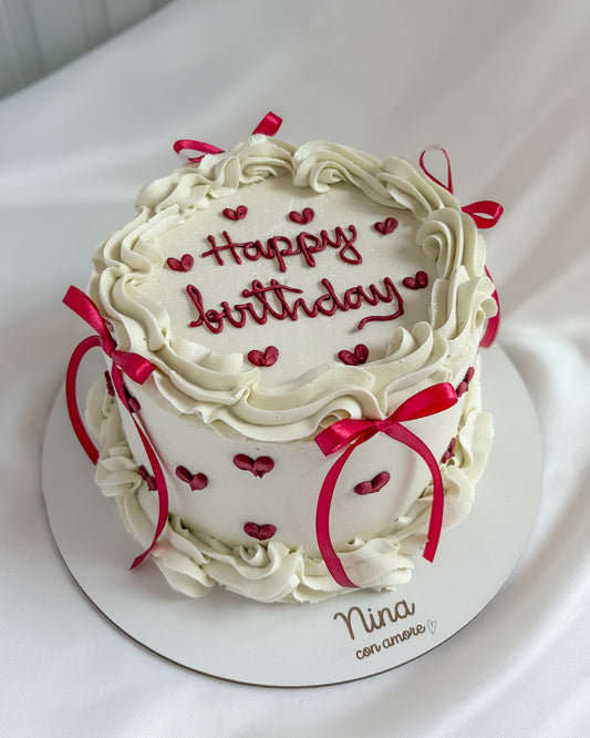 VINTAGE CAKE CORAZONCITOS ROJOS- Lazos Rojos