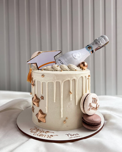 CHAMPAGNE GRATUATION CAKE BLANCA - Botella