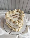 HEART CAKE BLANCO + PERLAS DORADAS