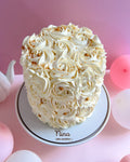 ROSETAS CAKE BLANCA - Perlas Doradas