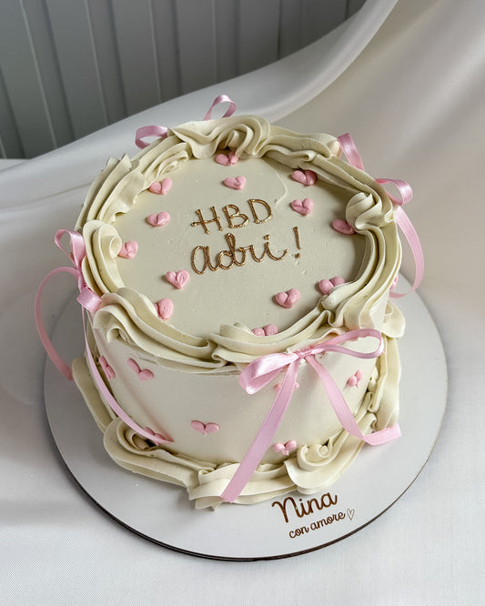 VINTAGE CAKE CORAZONCITOS - Lazos Rosados