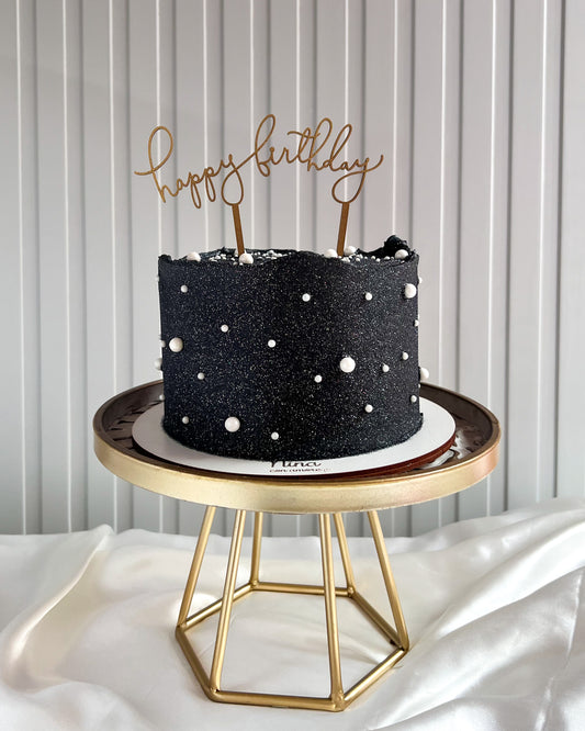 BLACK GLITTER CAKE CON SPRINKLES