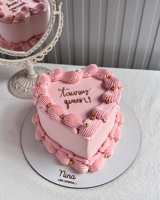CORAZÓN ROSA PASTEL - Perlas Doradas