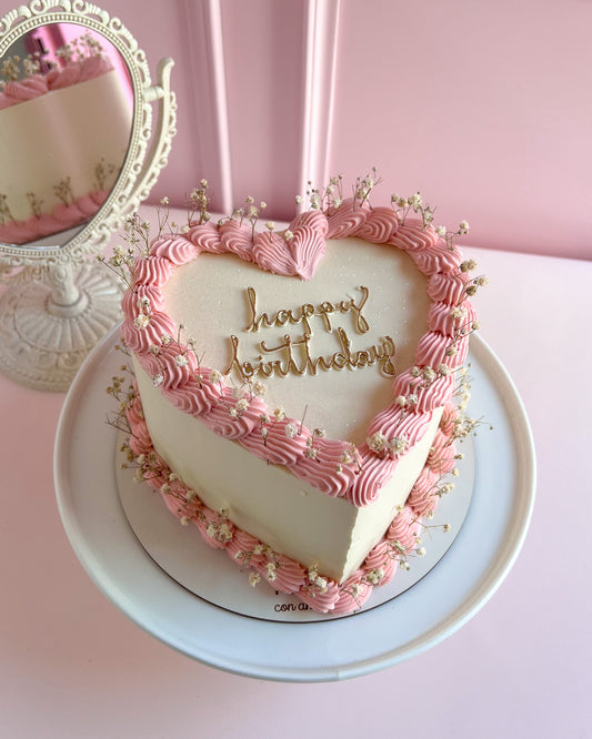 BOHO FLOWERS CAKE - Pink & White