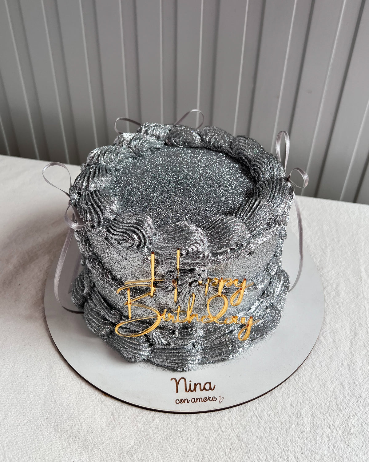 MAGIC GLITTER CAKE PLATEADA - Lazos