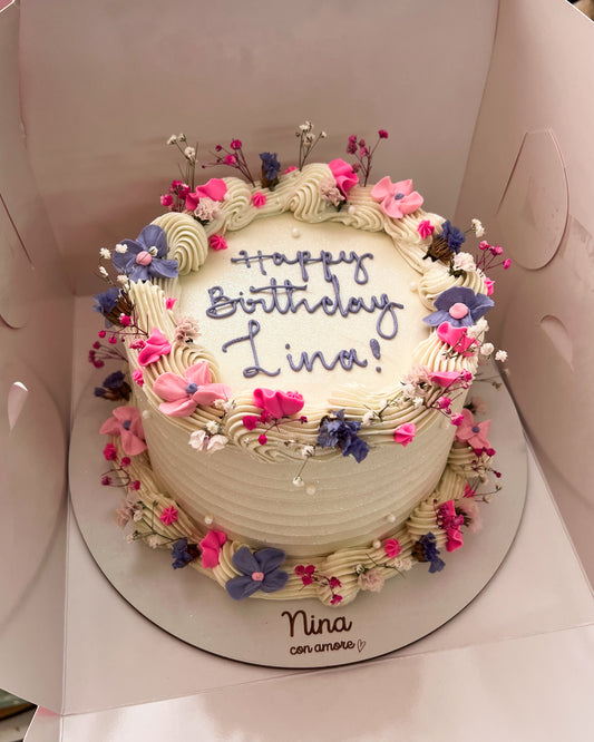 BOHO CAKE REDONDA BLANCA - Flores