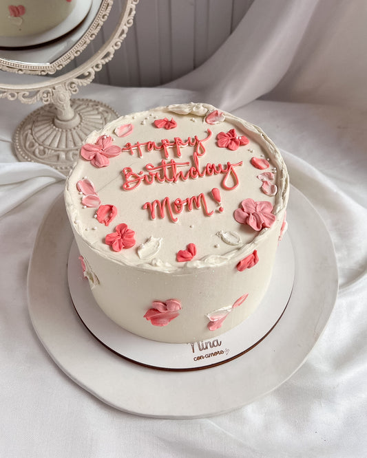 FLORES EN CREMA CAKE - ROSADO