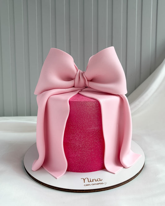 AURORA CAKE - Fucsia con Lazo Rosado