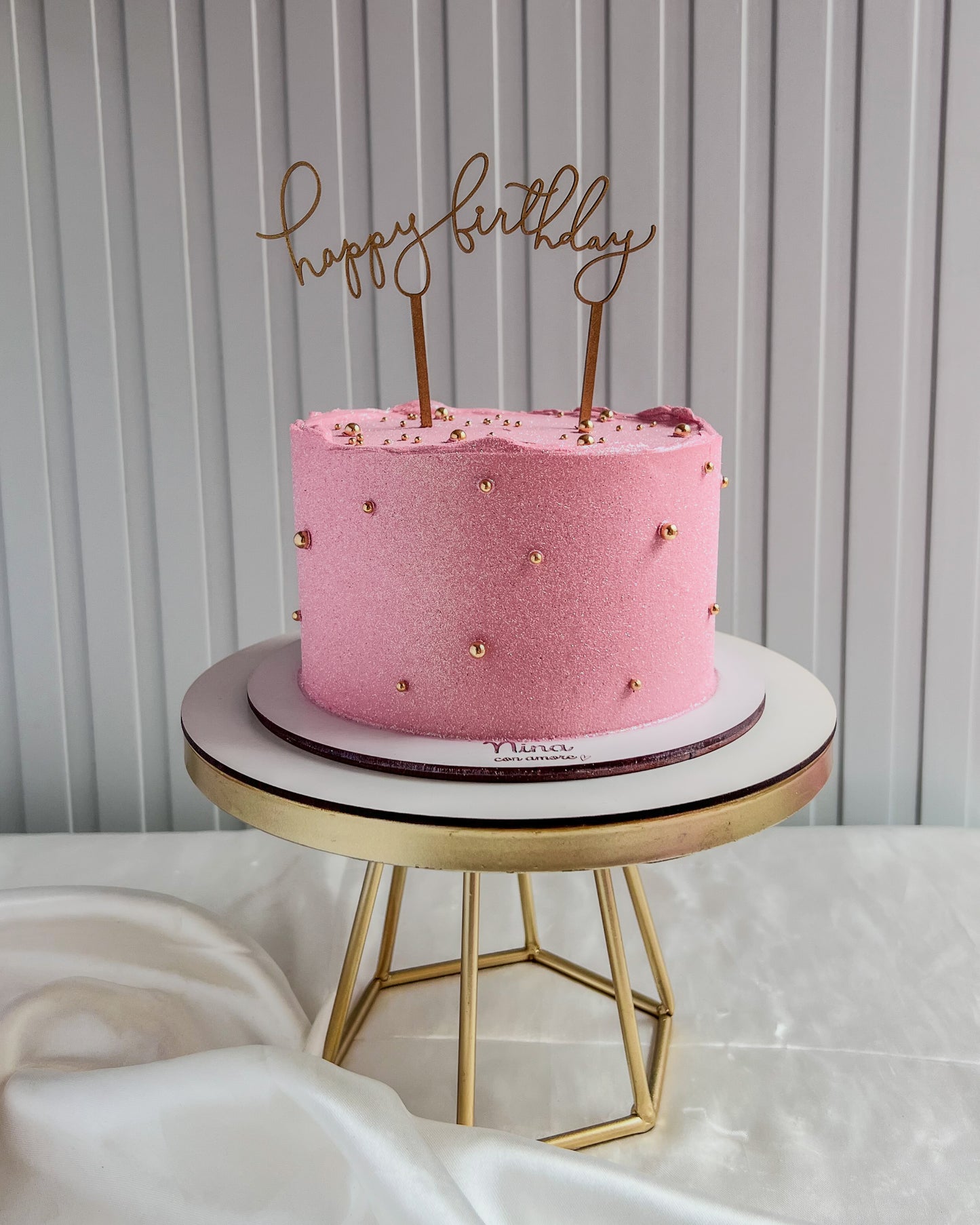 PINK GLITTER CAKE - Perlas Doradas