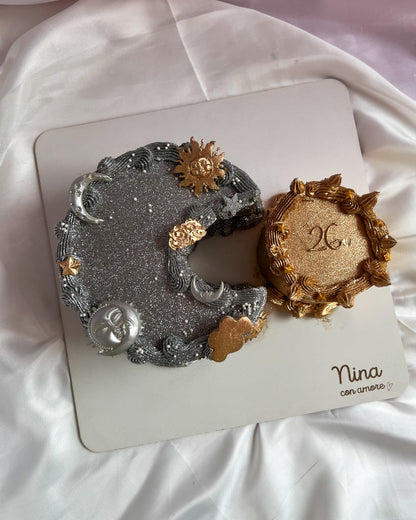 LUNA Y SOL CAKE - Glitter Dorado y Plateado