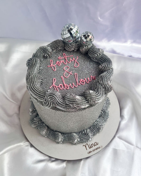 FULL GLITTER SILVER CAKE   -  Discoballs