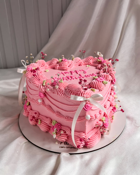CORAZÓN VINTAGE ROSADO - Flores + Lazos