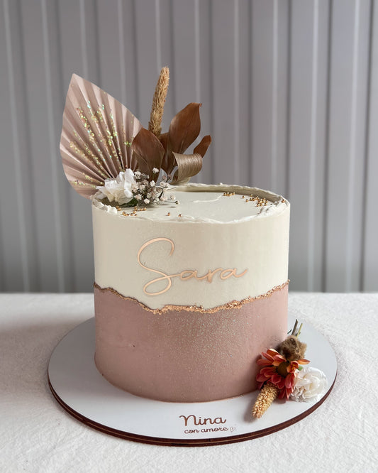 BOHO CAKE BEIGE + Nombre Personalizado