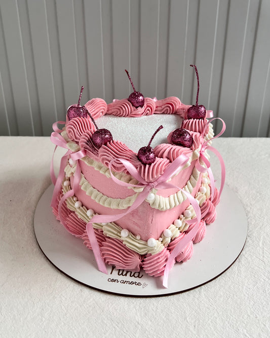 MAGIC GLITTER CAKE CEREZAS ROSADA + Lazos