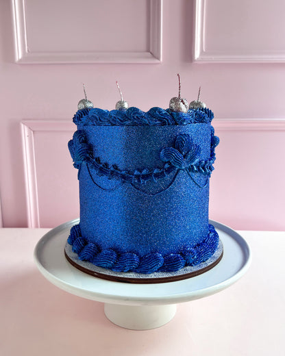 BLUE GLITTER CAKE CON CEREZAS🍒