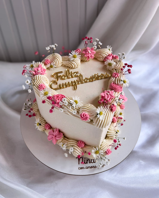 CORAZÓN BOHO FLORES ROSADAS