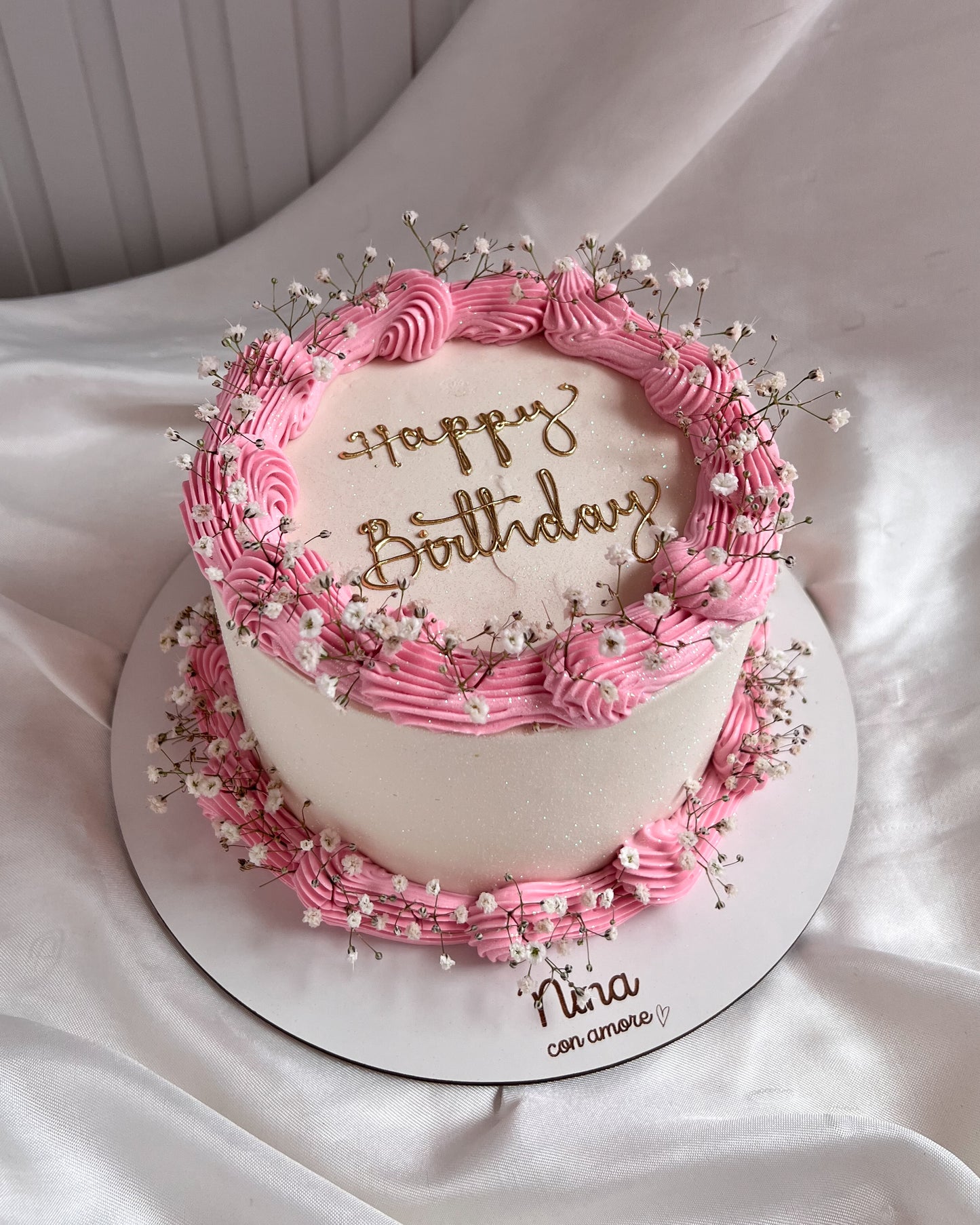 BOHO FLOWERS CAKE - Rosado y Blanco