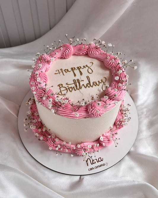 BOHO FLOWERS CAKE - Rosado y Blanco