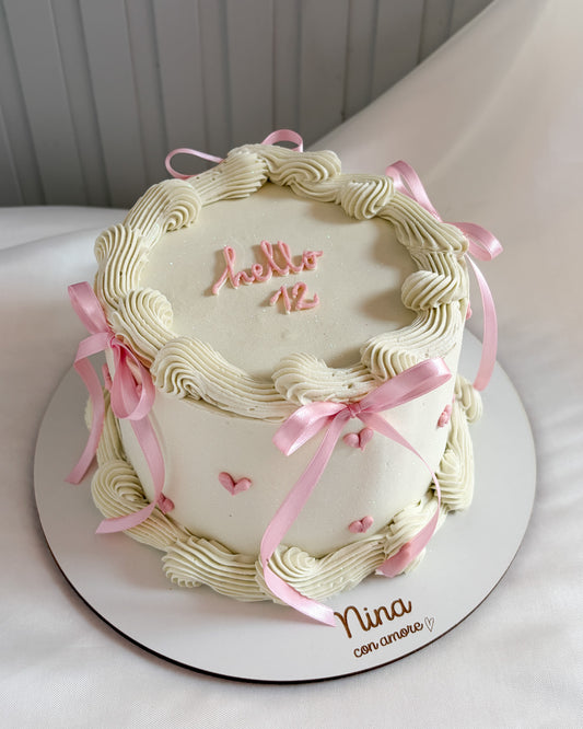 VINTAGE CAKE - Lazos y Corazoncitos Rosados
